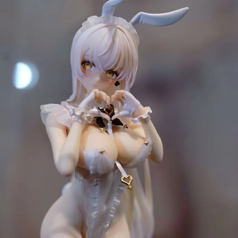 Lucille Bunny Girl Anime Figure Cute White Haired Maid Style Collectible Model Desktop Decoration For Anime Fans Display Statue