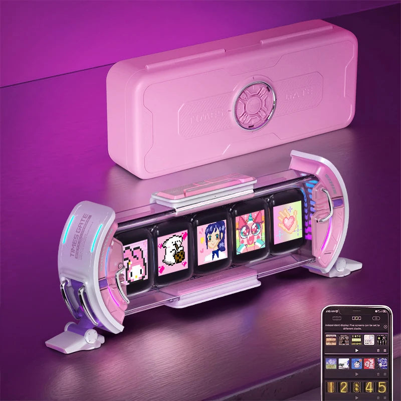 Divoom Times Gate gibt Gaming-Digitaluhr DIY-Bildschirmsteuerungsunterstützung Wettervorhersage Aktienmarkt/Wechselkurs Desktop-Dekor