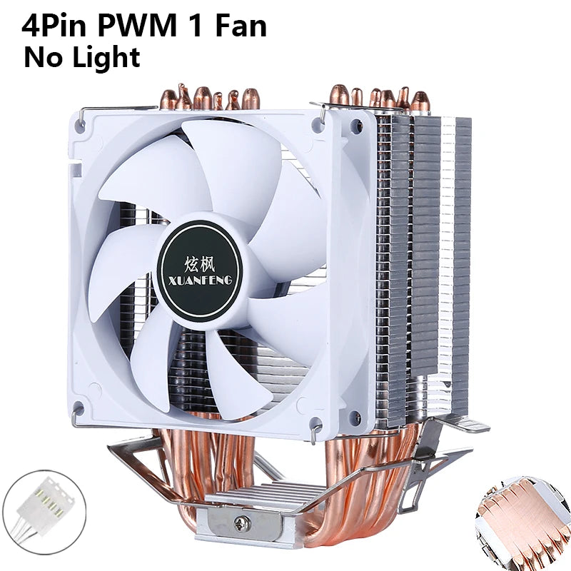 XUANFENG CPU Cooler Fan Computer x79 x99 Processor 2/4/6 Heat pipe 4pin/PWM Compatible LGA2011-3 2066 115x 1200 1700 AMD AM4 AM5