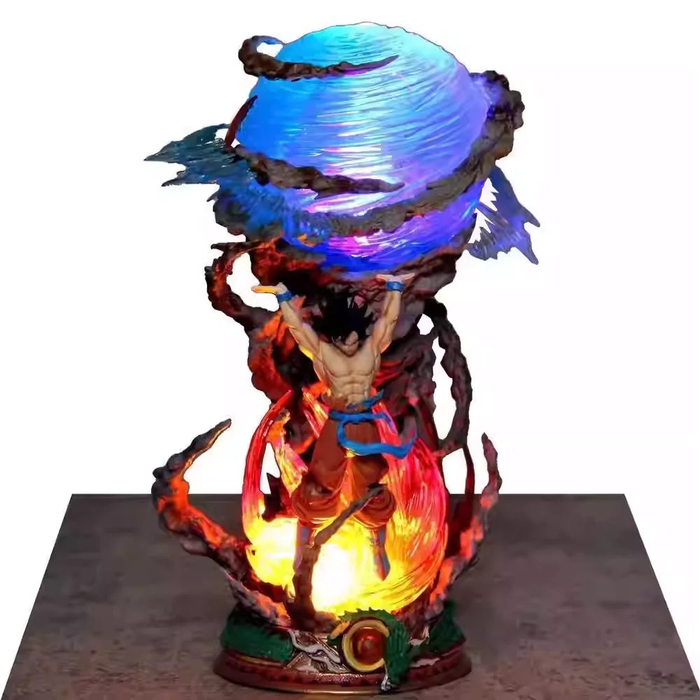 25cm Dragon Ball Z Son Goku Super Genki  Pvc Figure Luminous Led Statue Anime Collectible Perfect Gift Fans Display Shelf Decor