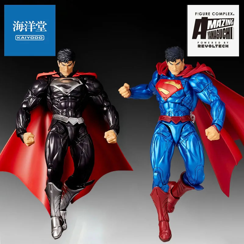 KAIYODO Genuine Amazing Yamaguchi Anime Figure Black&Superman Action Figure Toys for Boys Kids Gift Collectible Model Ornaments