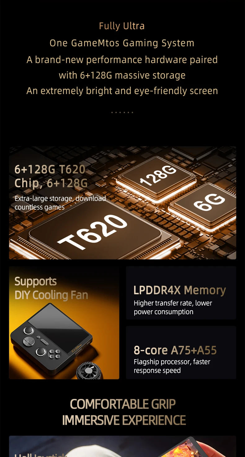 GAMEMT E5 Ultra игрова конзола 5" 1280*720 60Hz IPS сензорен екран 5000mAh джойстик с ефект на Хол, преносима Android конзола