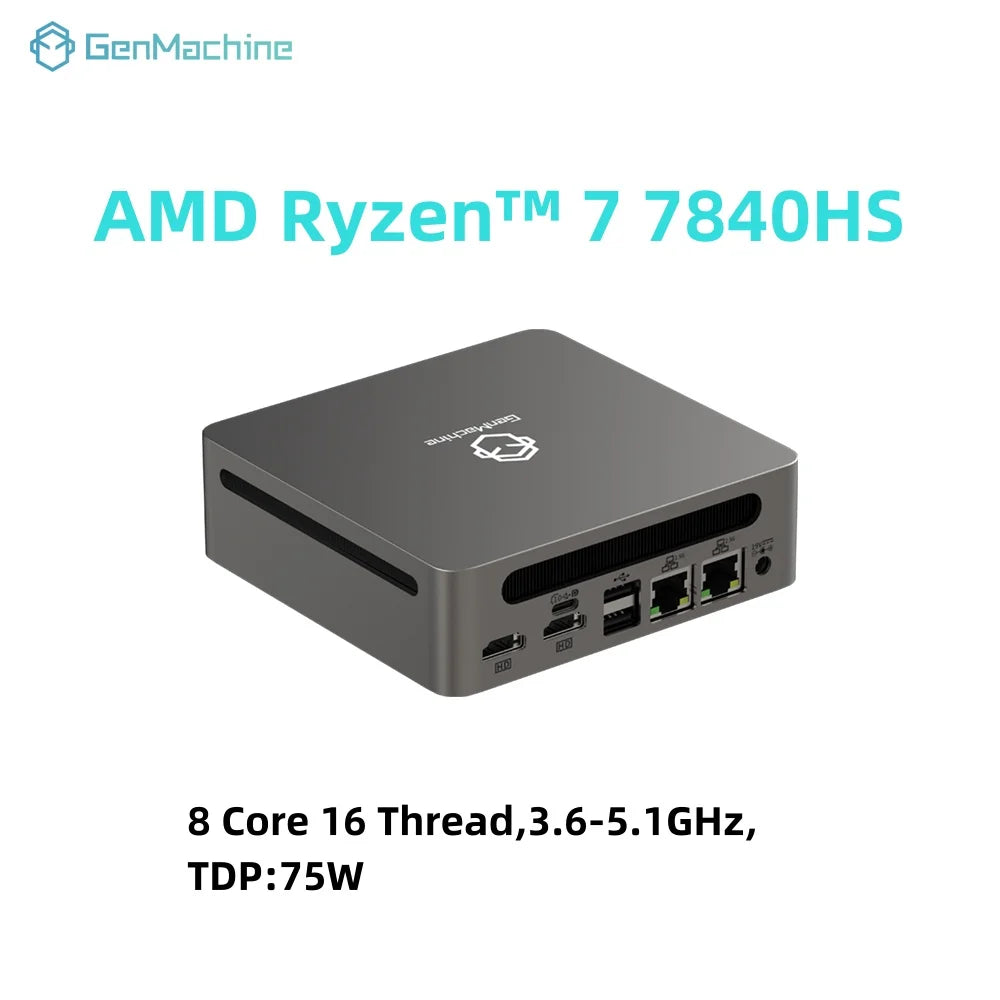 GenMachine AMD Ryzen 7 7840HS ES 5.1GHz 75W Mini PC Windows 11 DDR5 32G 6400Mhz WIFI6 Mini Pc Gamer Diy Gaming Computer