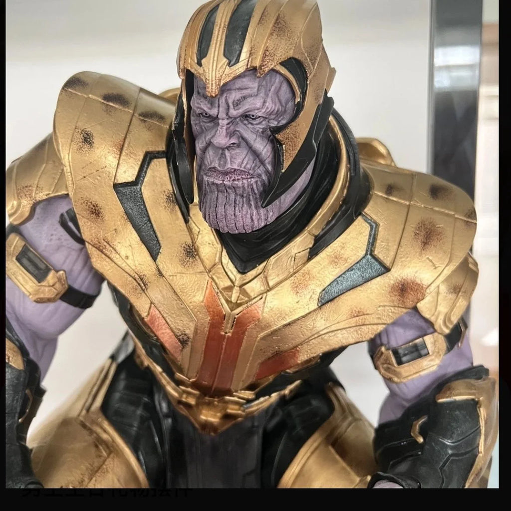 Marvel Thanos Sitting Resin Action Figure Large Size with Replacement Head Carving Statues Collectible Gift Toy for Boys