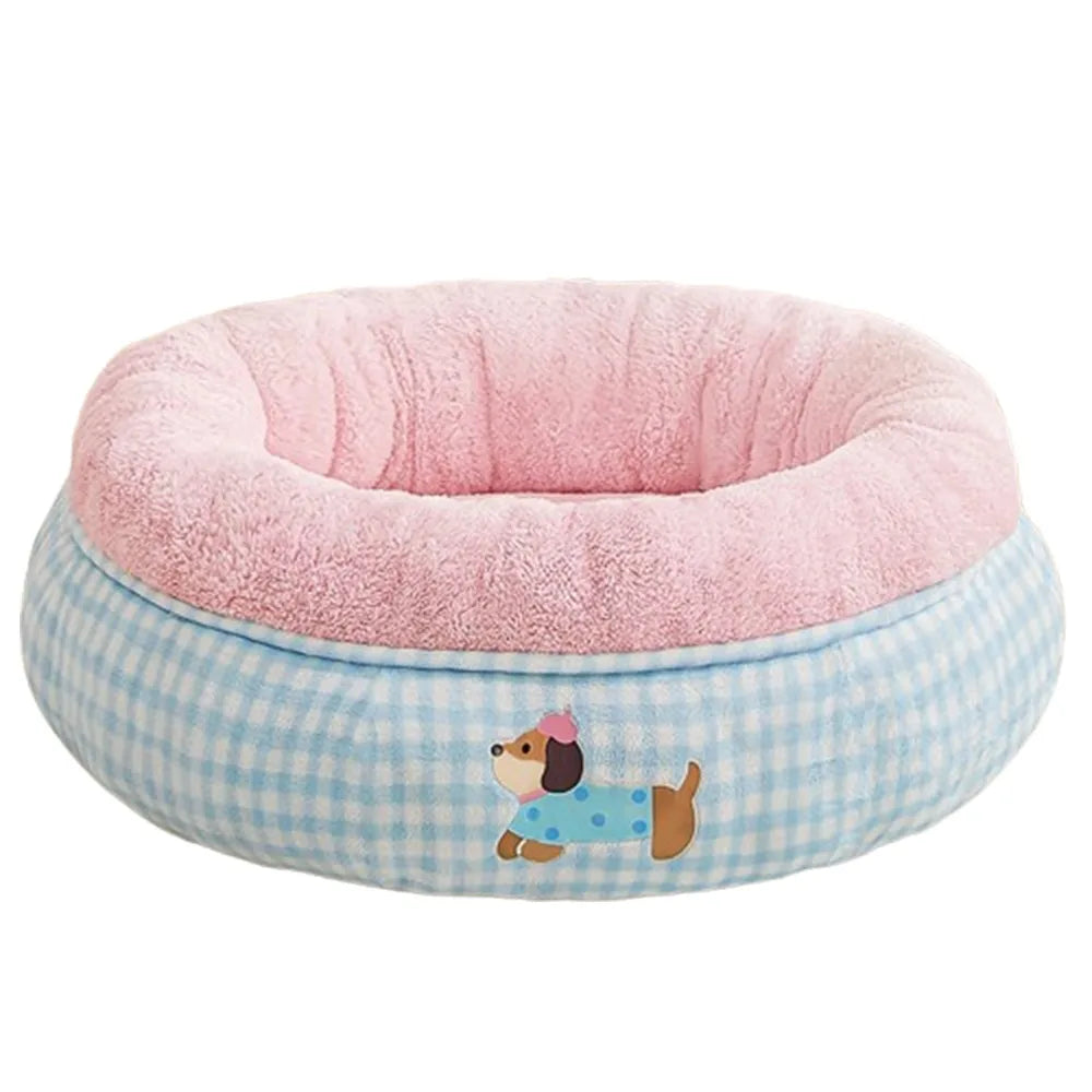 Breathable Cartoon Pet Dog Bed Soft Thickened Dog Sofa Bed Donut Shape Semi-surrounded Dog Kennel For Dogs Puppy Kitten