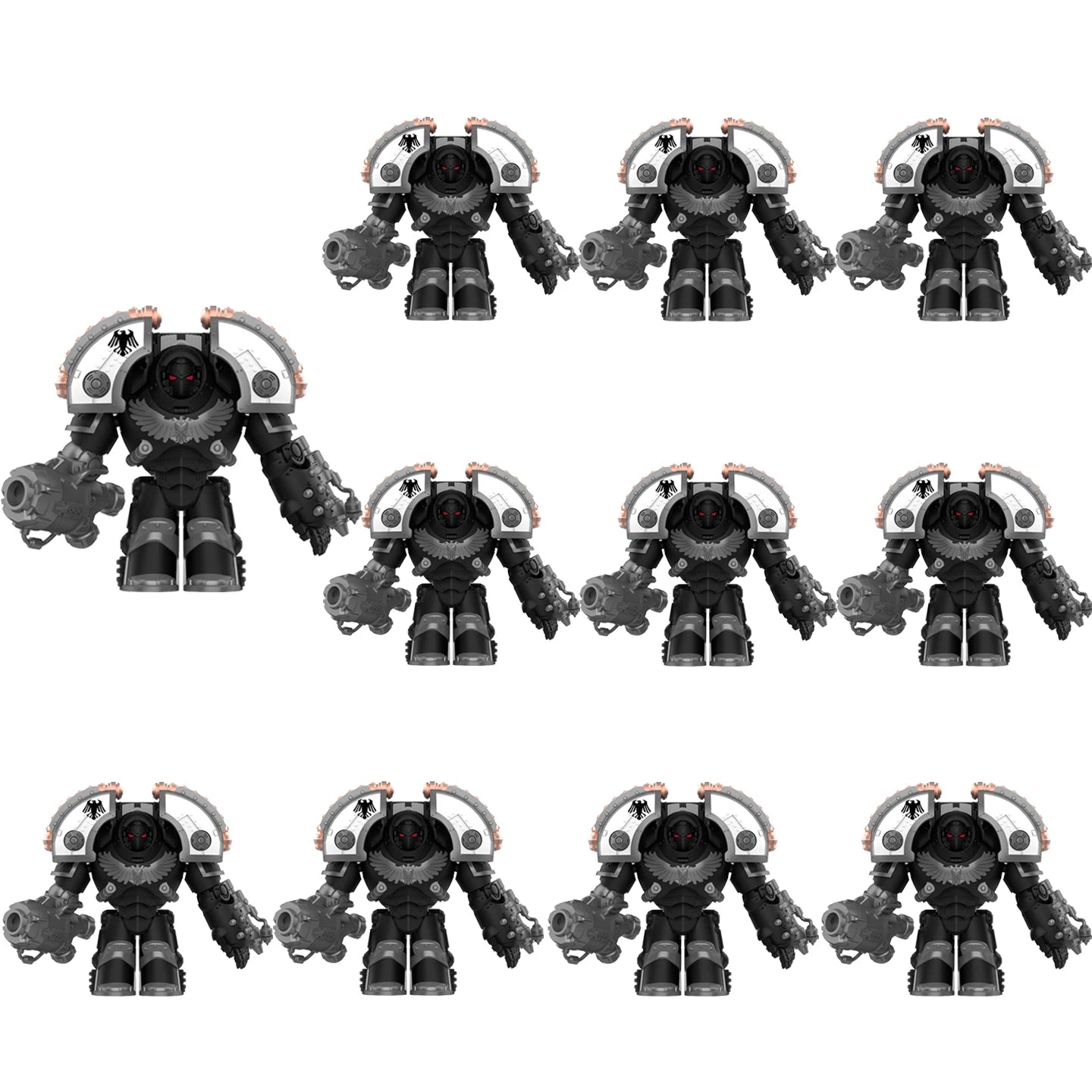 Warhammer 40k Chaos Space Marine Action Figure - Black Legion, Green Eye Lens, Spiked Armor, Combi-Bolter, Collectible Miniature