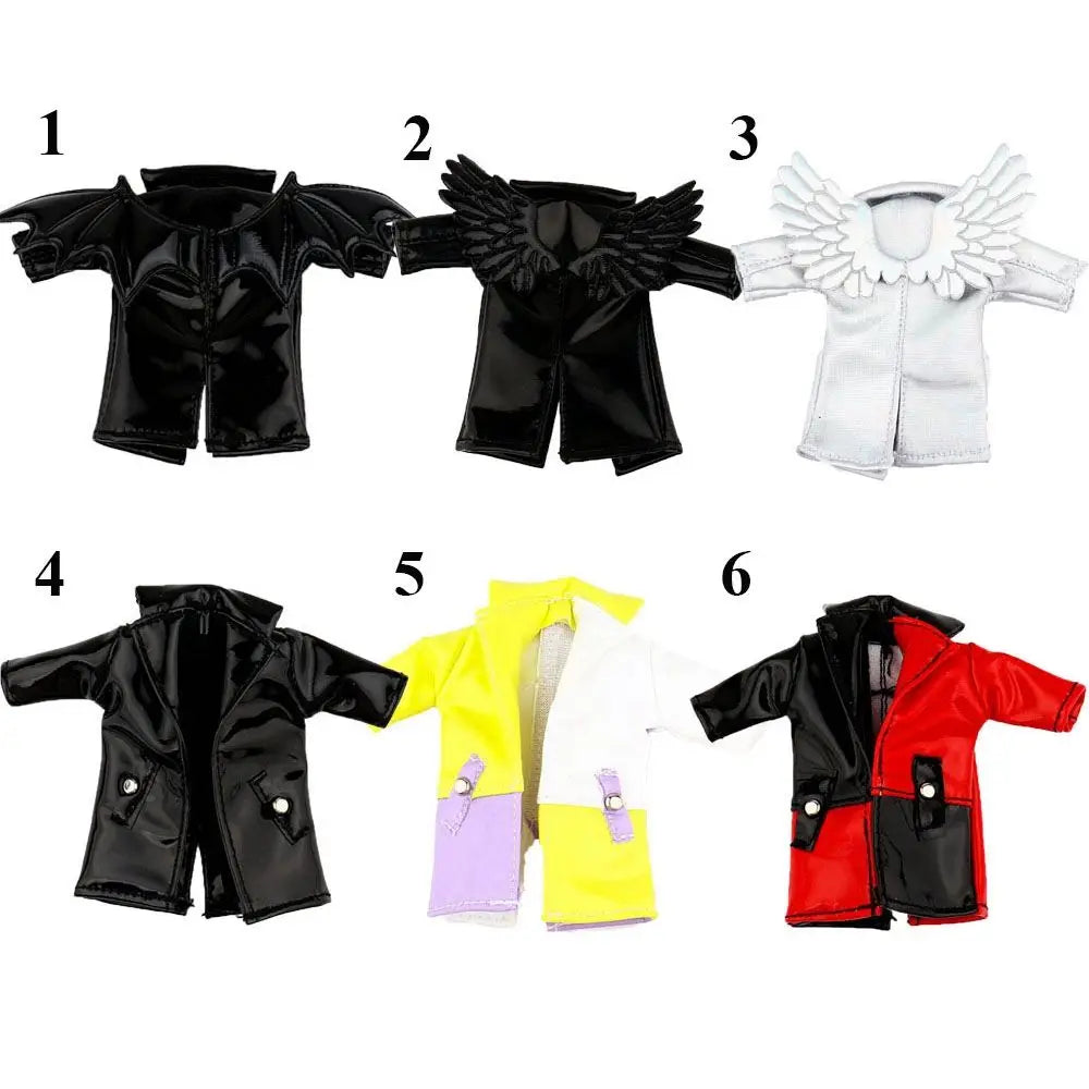 Fashion Clothes for OB11 BJD Dolls PU Leather Jacket Coat Doll Long-sleeved Coat for 1/11 1/12 bjd Doll Casual Clothes