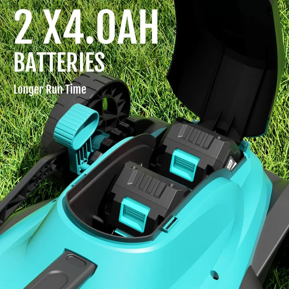 (2025 Upgrade) 36V Brushless Cordless Lawn Mower – 2x4.0Ah Batteries, LED Digital Display, Electric Lawnmower with 5-Height Adju
