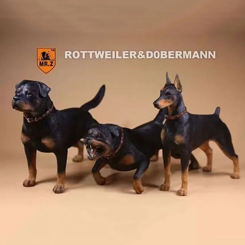 Mr.Z 1/6 Simulation Animal Dog German Rottweiler Dog Model Toy Gift Model F 12" Action Figure Scene Car Decoration Ornament Show