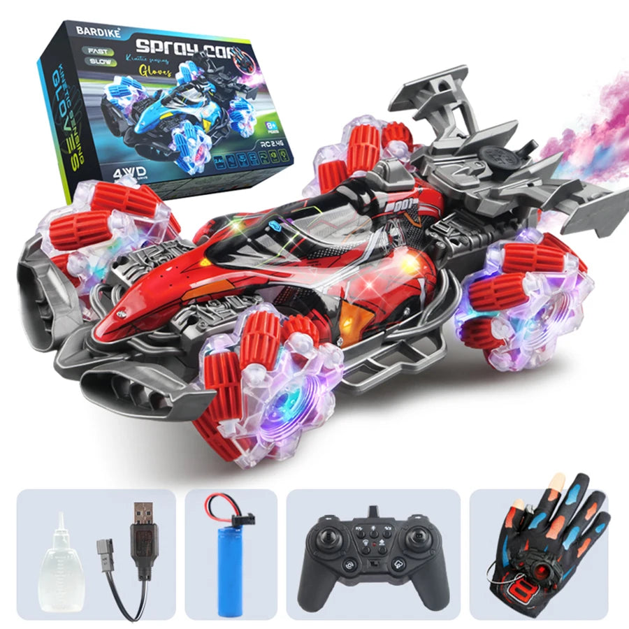 Colorful lights spray stunt racing 4WD shift 2.4G wireless gesture induction racing race remote control toy car