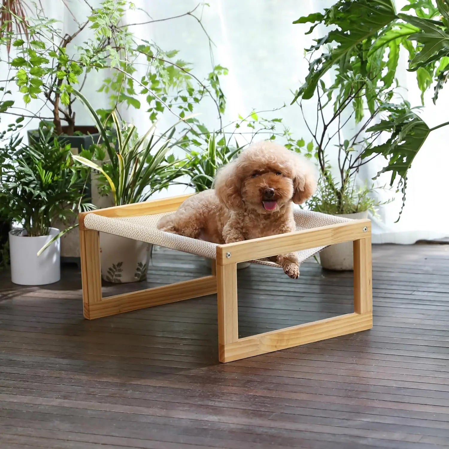 Breathable Cat Bed Wooden Cat Hammock For Indoor Portable Cat Bed Furniture Suitable For Kittens Puppies Cat Dog Hammock Bed