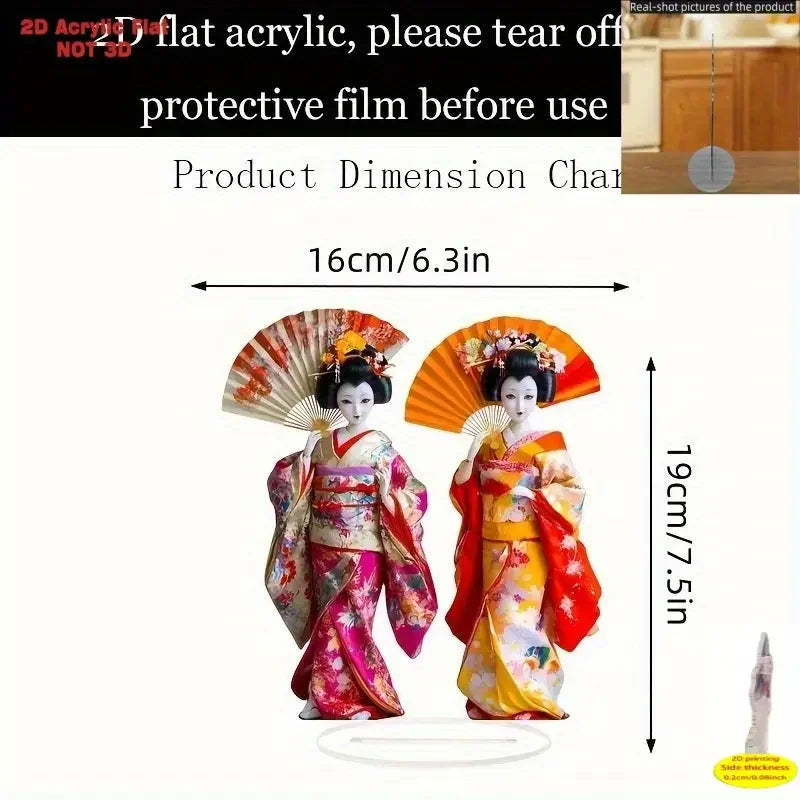 Traditional Japanese Geisha Lightweight Acrylic Statue Office Decor Or Japanese Themed Party Decoration