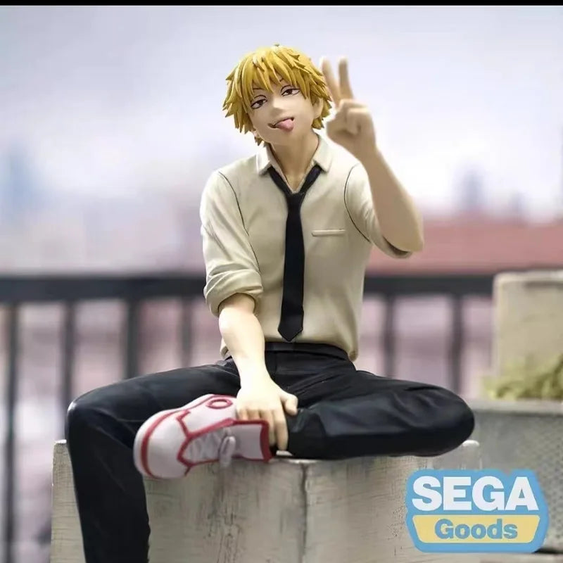 in stock Genuine SEGA PM Chainsaw Man Denji and Power sitting posture PVC about 15cm Anime Figure Model  Collector Figurine Toy