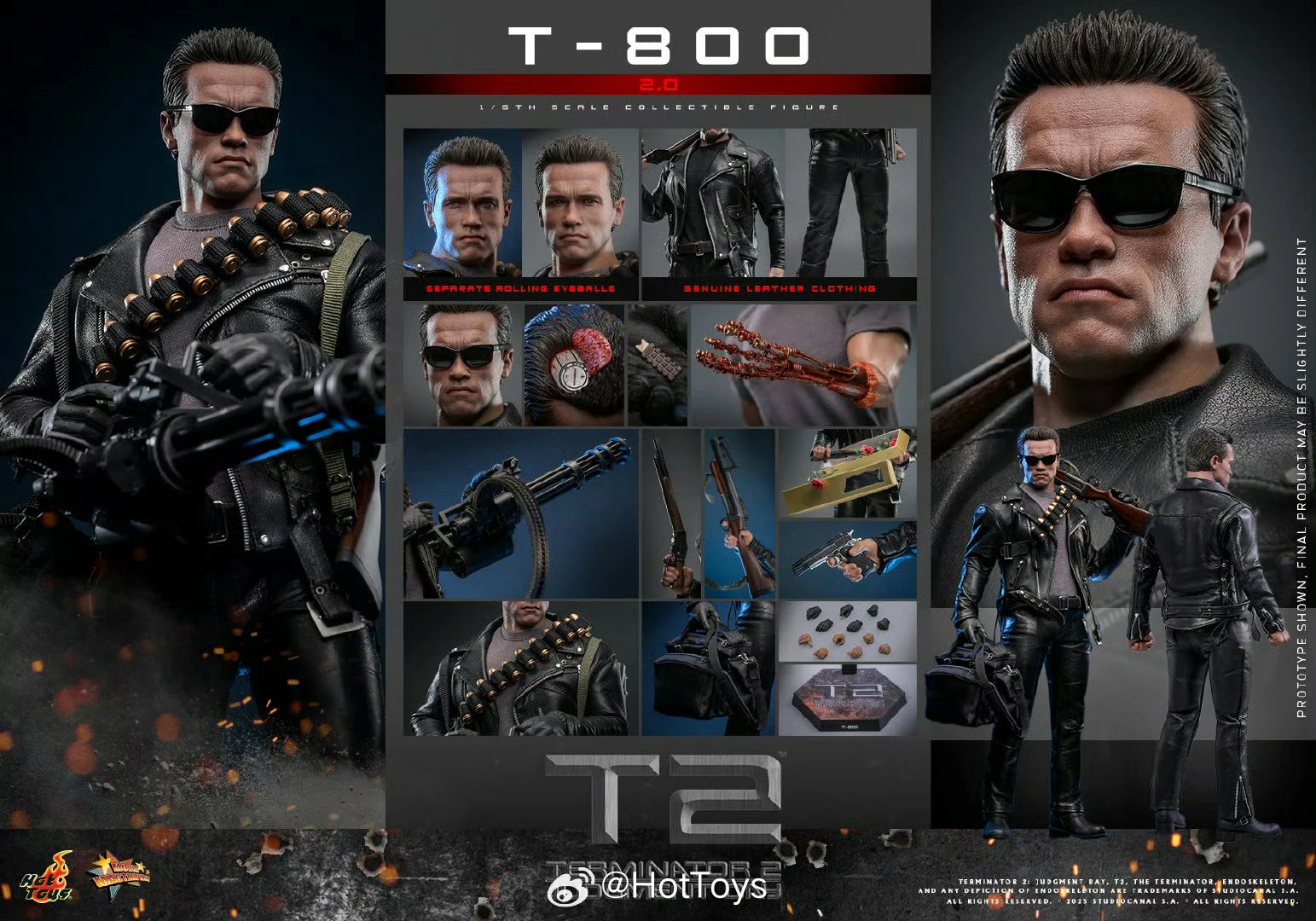 [In Stock] HOTTOYS HT 1/6 MMS795 Terminator 2 Judgment Day T800 2.0 Arnold Movable Soldier Suit Doll Figure