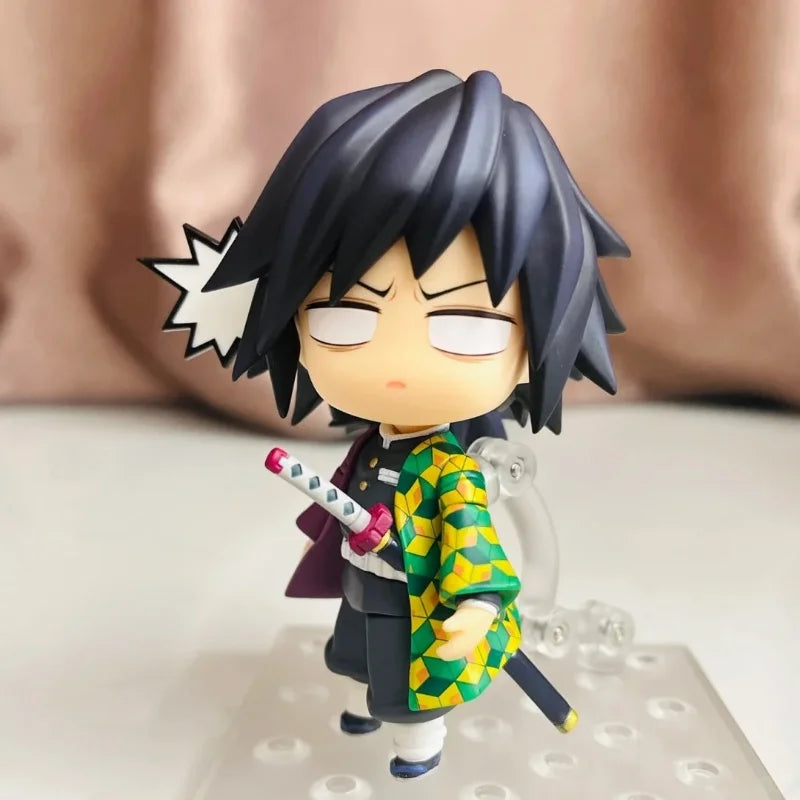 In Stock Demon Slayer Tomioka Giyu Q Version Anime Action Figure 3 Replaceable Faces Kawaii Collectible Model Toy Ornament