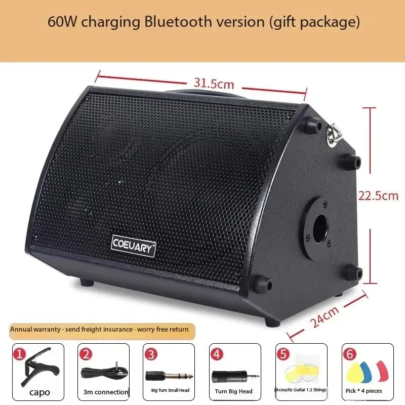 100W High Power Portable Caixa De Som Bluetooth Speaker Electric Guitar Amplifier Outdoor Playing And Singing Bass Subwoofer AUX