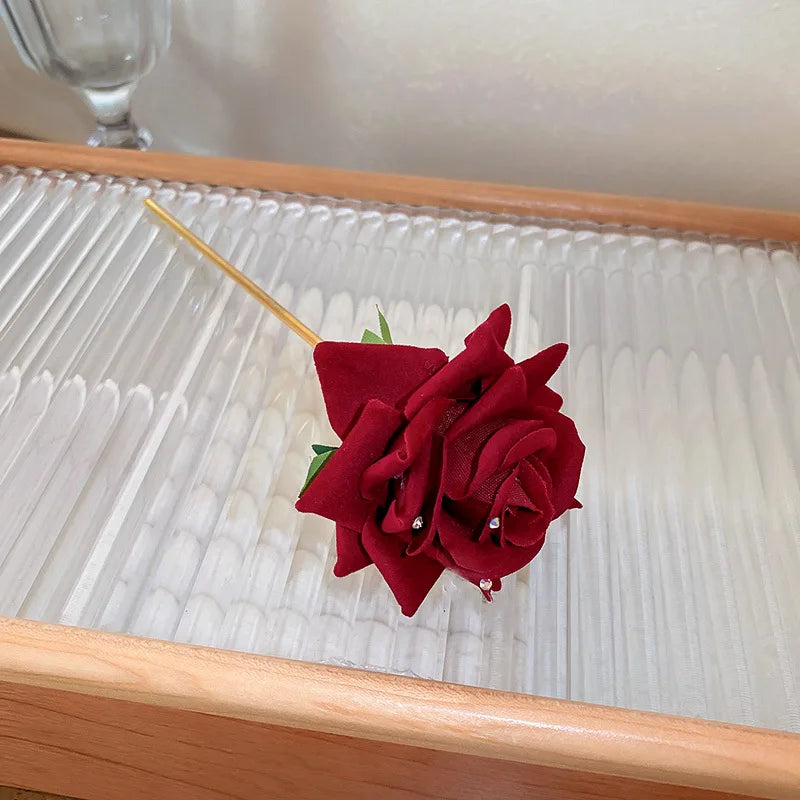 Vintage Rose Pearl Hairsticks for Women New Chinese Style Hairpin Fashion Hairpin Hair Clasp Charms Flower Hair Accessories