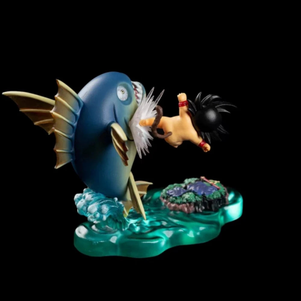 6 cm/2,4 Zoll Anime Dragon Ball Z Figur Goku Kick Shark Actionfigur Statue Sammlermodell Spielzeuggeschenk