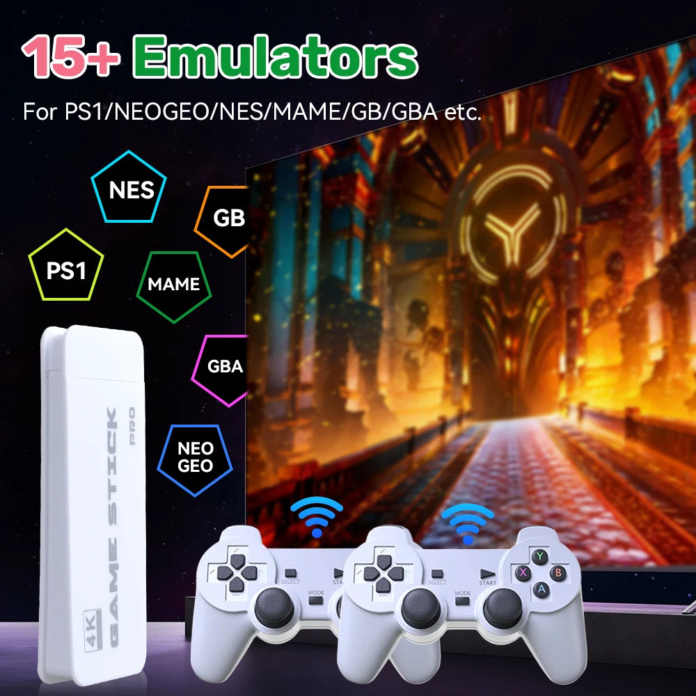 M15 Game Stick 4K UHD Output Portable Retro Game Console built-in 30000+ Retro Games for PS1/MAME/NES/SNES Plug&Play for TV/PC