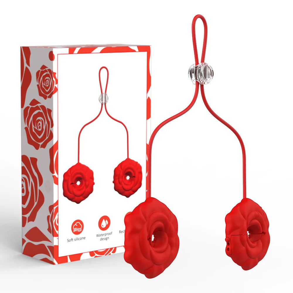 Rose Breast Clip Vibrator – Dual Nipple & Clit Stimulator for Teasing & SM Play