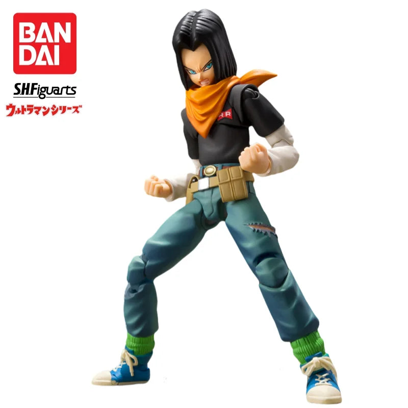 In Stock Bandai S H Figuarts Original Dragon Ball Android 17 Doll Brand New Boxed Action Figure Anime Characters Model Garage