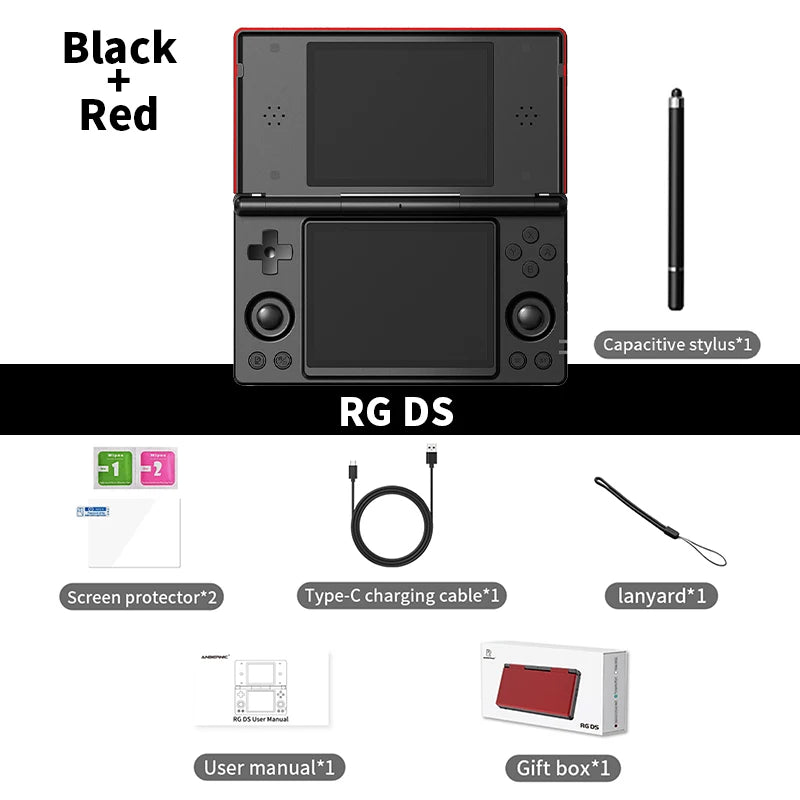 New Anbernic RG DS Handheld Game Console RGDS 4" IPS Dual Screen Android 4000mAh Flip Video Games Player
