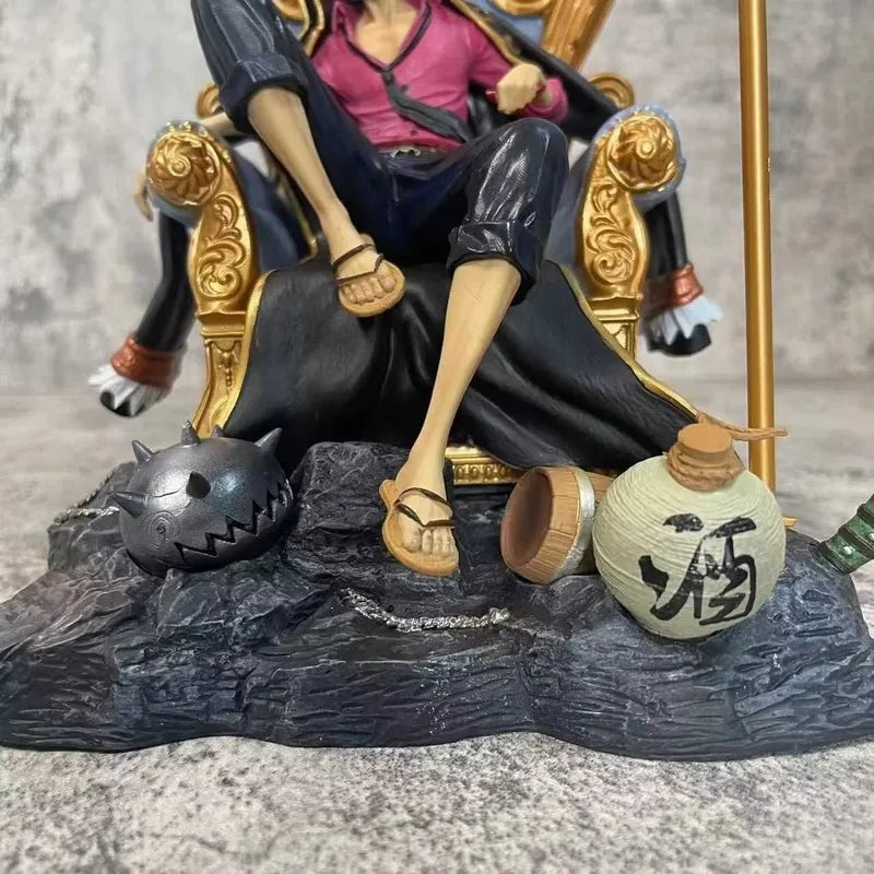 34 cm große One Piece Monkey D.Luffy Anime-Figur, Modellspielzeug, PVC, Vier Kaiserthron, GK-Statue, Puppe, Sammlerstück, Geschenk