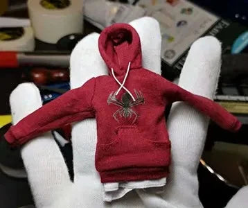 1/12 Men Soldier Miles Cosplay Clothes Long Sleeve Print Hoodie Black Backpack Sneaker For DIY 6" Spider Boy Action Figure Body
