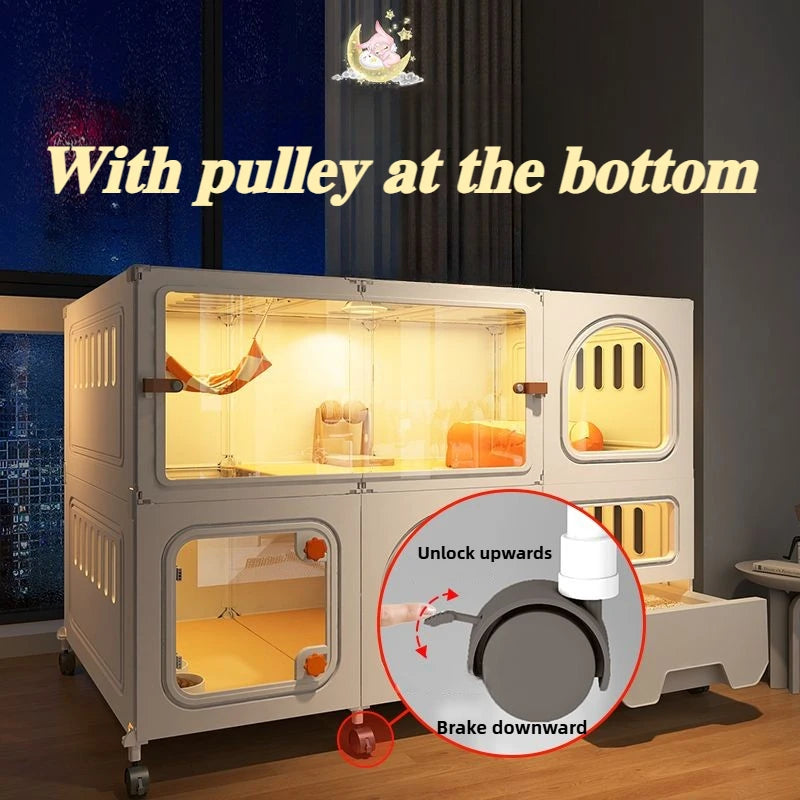 Cat Villa Pulley Design Cat Cage Outdoor Large Space Easy Install Cat's House Shelves Firm and Durable Cats Accessories Supplies