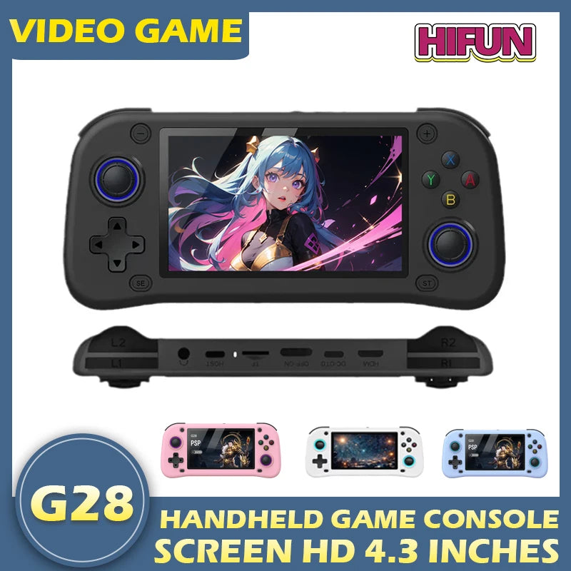 NEW G28 Retro Handheld Game Console Joystick 4.3 Inch HD IPS Screen Portable Pocket Video Player R36s 64GB 128GB Games Kid Gift