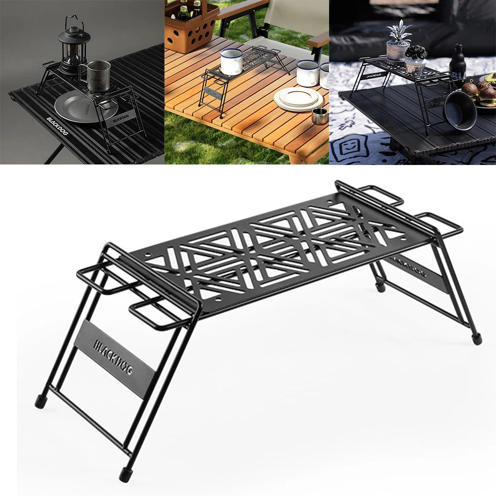 BLACKDOG Camping Iron Storage Shelf Barbecue Picnic Accessory Shelf Multi-Function Metal Desktop Rack Trapezoidal Hanging Rack