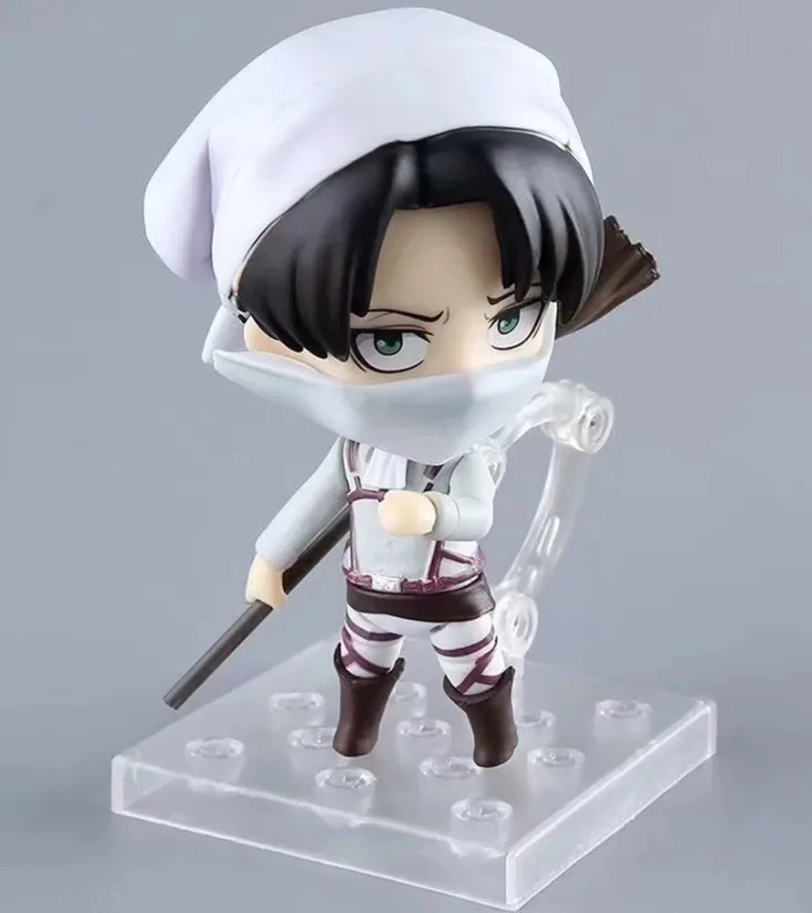 Anime 10CM Game Attack on Titan Levi Ackerman 417 Cleaning Ver. PVC Action Figure Collection Model Toys Gift