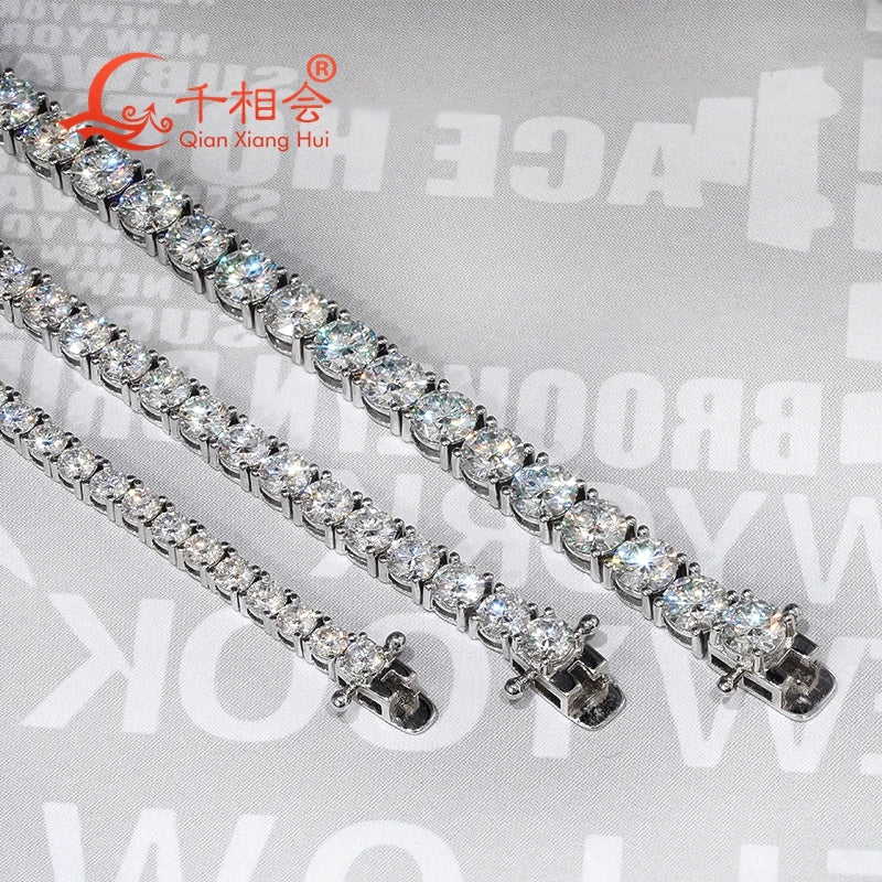 3mm 4mm 5mm 6.5mm Luxury Tennis Bracelet S925 Sterling Silver  D vvs white Moissanite jewelry Men Women gift  gift party