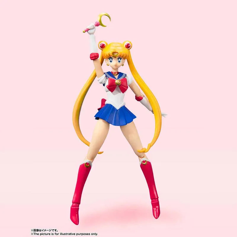 Bandai Sailor Moon Anime Figure SHF Chibi Moon Sailor Moon Mercury Mars Jupiter Venus Uranus Neptune Action Figure Toys Gift