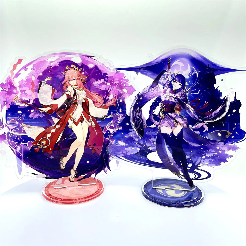 Anime Figur Genshin Impact Furina Arlecchino Xiao Yae Miko Yelan Acryl Stand Modell Platte Schreibtisch Dekor Stehende Zeichen Fans Geschenk