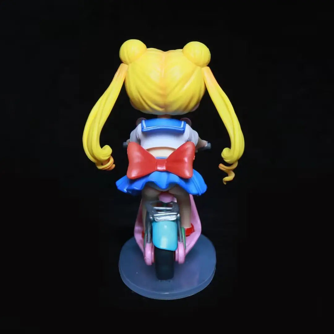 Sailor Moon Anime Figure 13cm Q Version Tsukino Usagi Ride A Bike Figurine Collection Desktop Decor Ornament Doll Kid'S Toy Gift