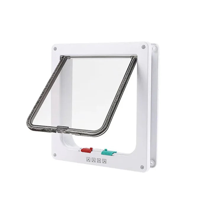 Klapptür für Hunde und Katzen mit 4-Wege-Sicherheitsschloss, Klapptür für Hunde, Katzen, Kätzchen, ABS-Kunststoff, kleines Haustier-Tor, Tür-Set, Katzen- und Hundeklappen