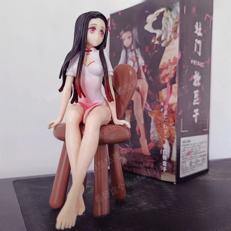14CM Creative Peripheral Anime Demon Slayer Figure Kamado Nezuko Instant Noodle Cheongsam Girl Model Toy PVC Action Figure Gift