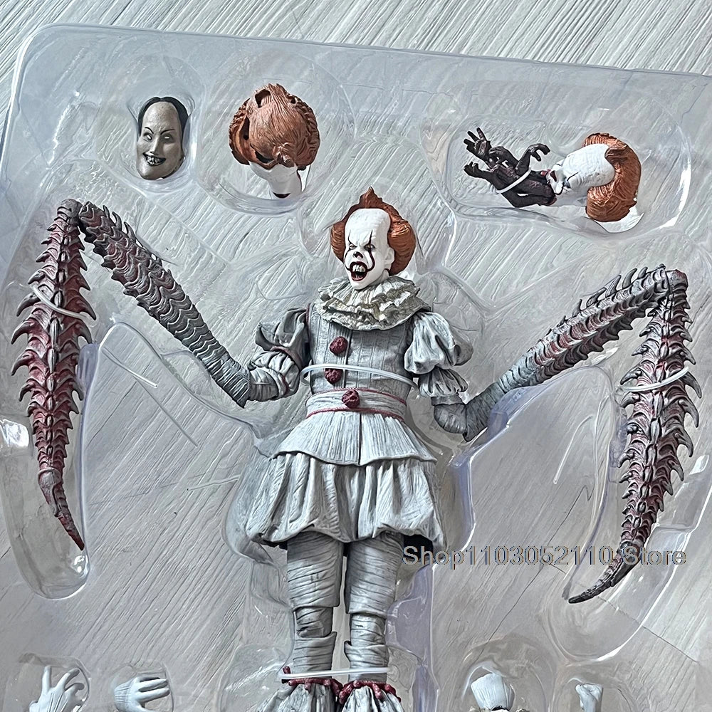 With LED NECA Pennywise Joker Figure Pennywise Joker Bill Toy Doll Horror Halloween Christmas Birthday Gifts In Stock