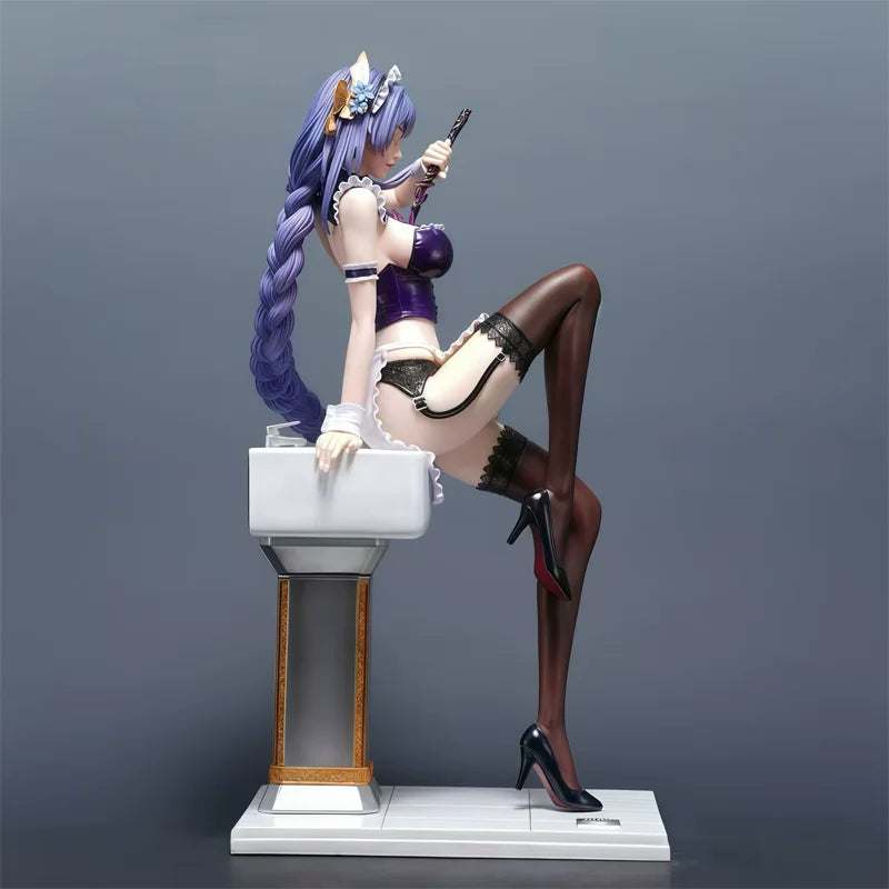 Genshin Impact Raiden Shogun Figure 42cm New Maid Outfit Anime Game Model Bathroom Display Decor For Anime Game Fans Collectors