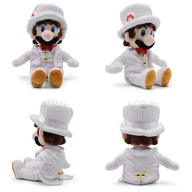 Super Marios Bros Toys Anime Figure Bowser Peach Princess Wedding Dress Cute Cartoon Kids Toys