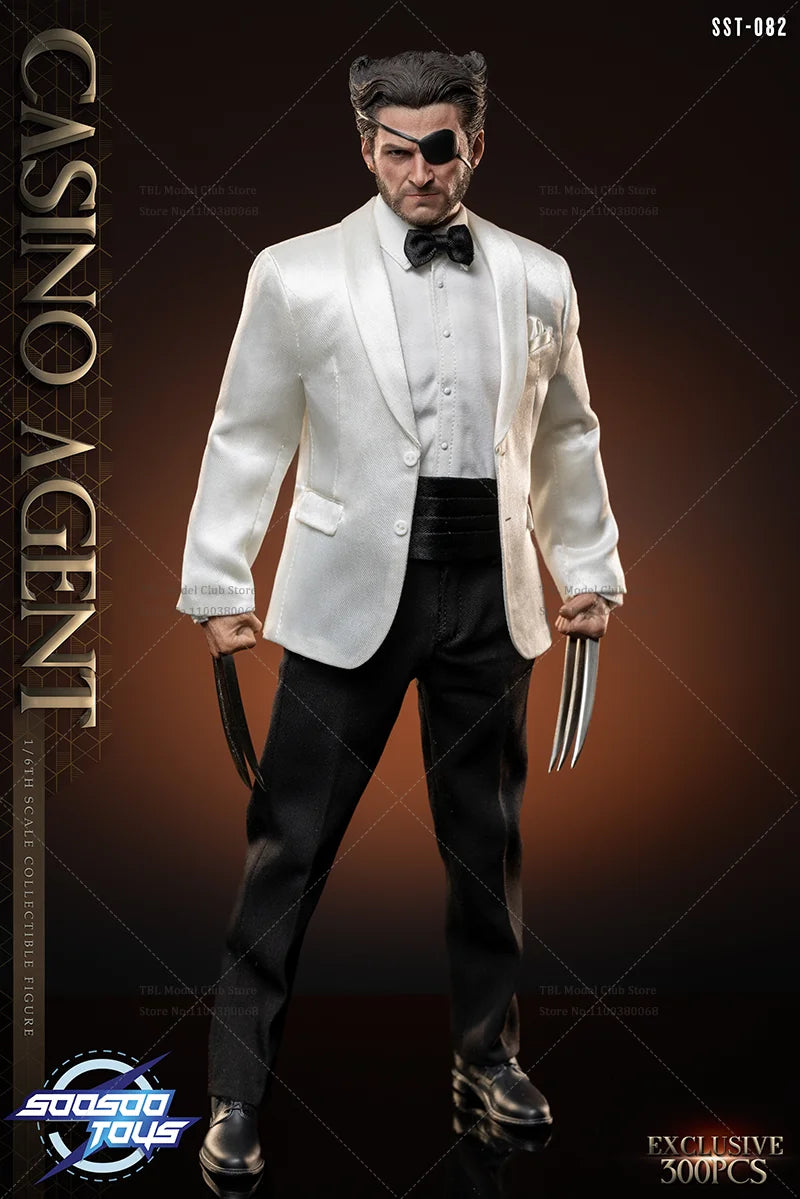 In Stock Soosootoys SST-082 1/6 Scale Eyepatch Logan White Suit Gambler 12-inch Full Set Action Figure Male Soldier Toys