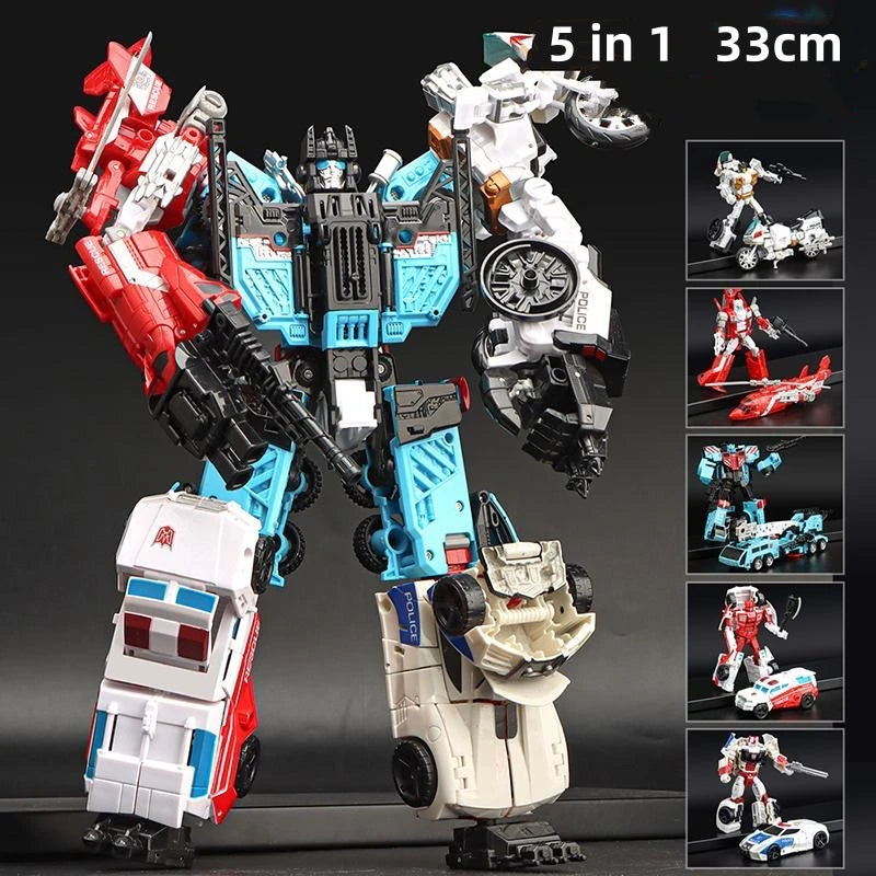 HAIZHIXING NEW 5 IN 1 Transformation Classic Devastator Model Toys G1 Robot Car Aircraft Tank Model Anime Action Figure Kids