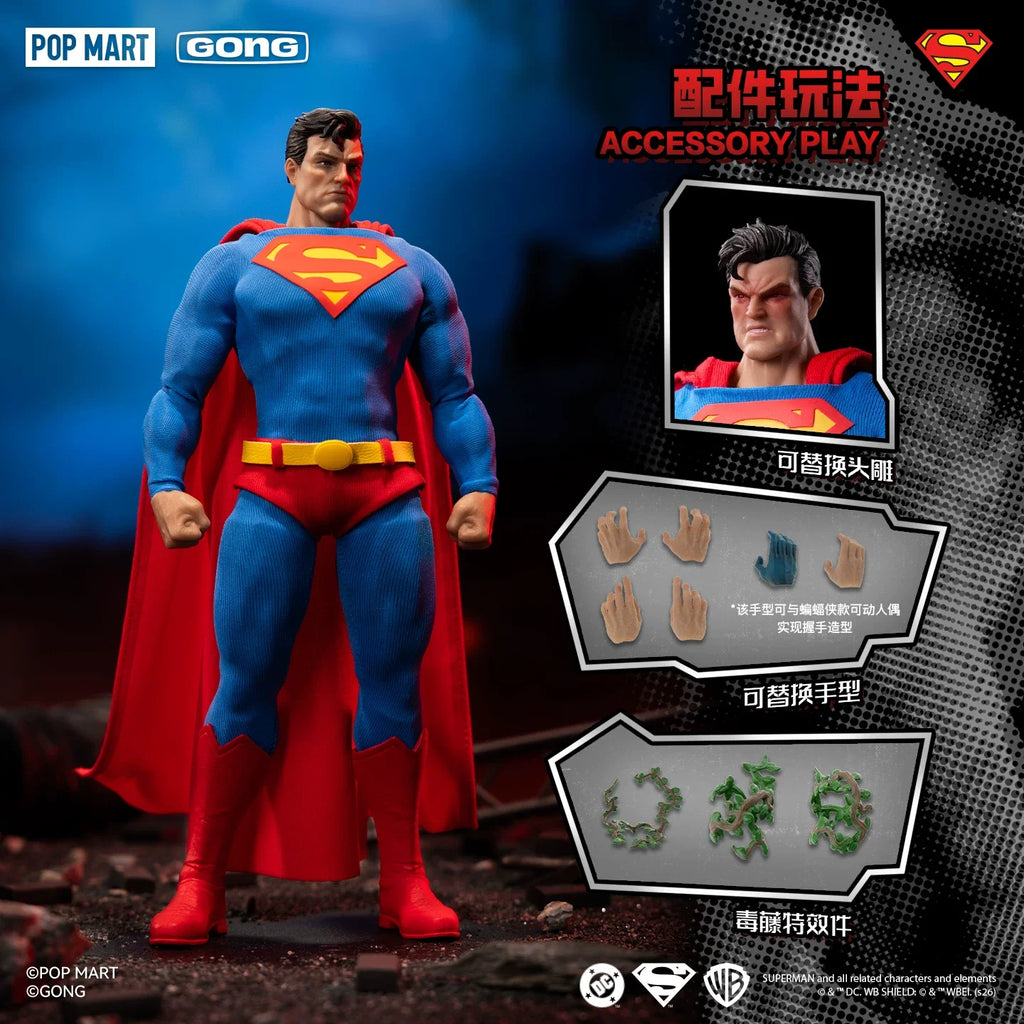 POPMART & GONG Batman Hush Superman 1/12 Scale Articulated Collectible Action Figure Fabric Outfit Model Toys For Collectors