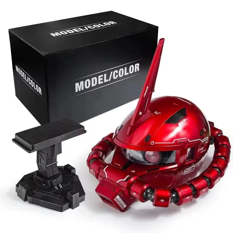 Zaku Wearable Helmet Cosplay Prop Replica With Water Slide Decals Base Usb Charging Cable Trendy Anime Figure Model Collect Toy