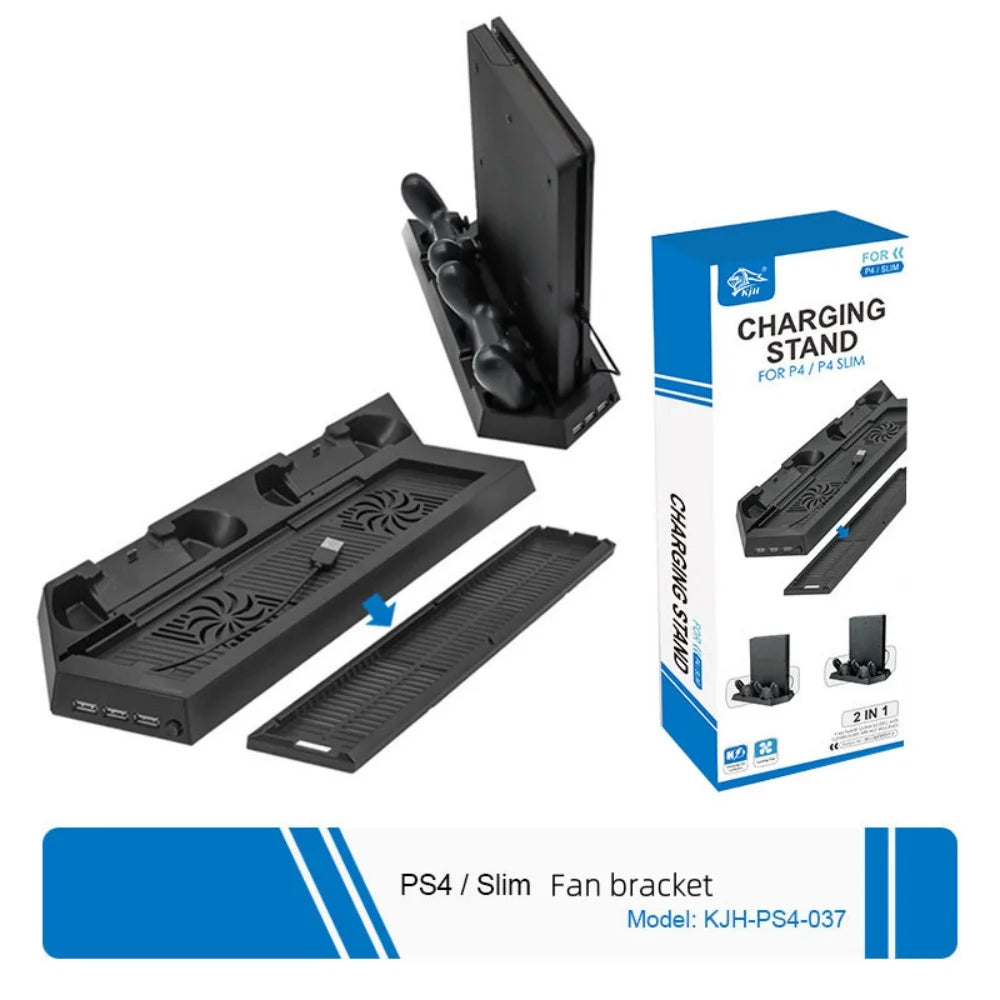 All-In-One-Kühlstation mit zwei Kühlerlüftern, vertikaler Ständer mit 2 Controller-Ladedocks für PlayStation4 für PS4/SLIM