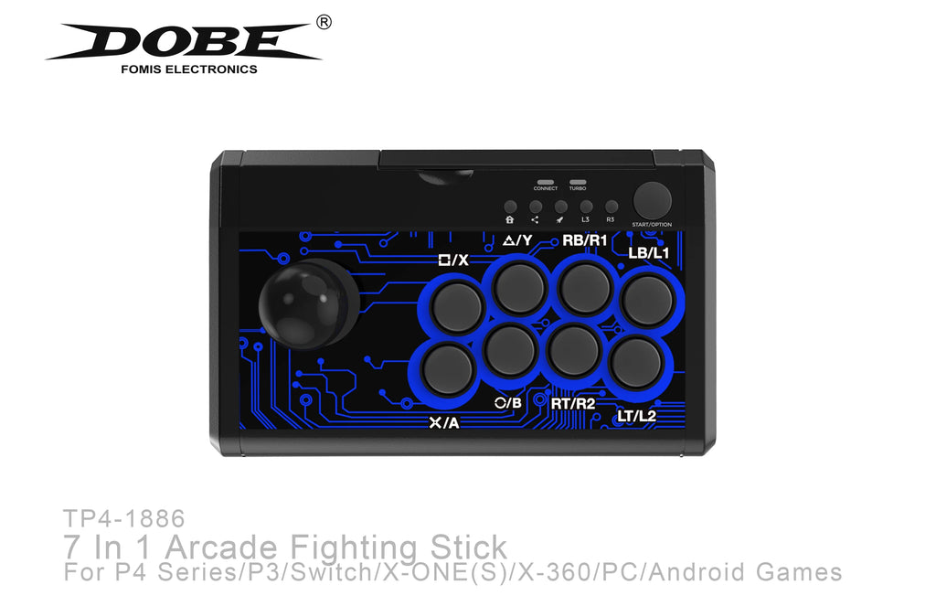 DOBE 7 In1 USB Arcade Fight Stick Street Fighting Joystick Controller for PS3 / PS4 / XBOX ONE / XOBX 360 / PC / Android /Switch