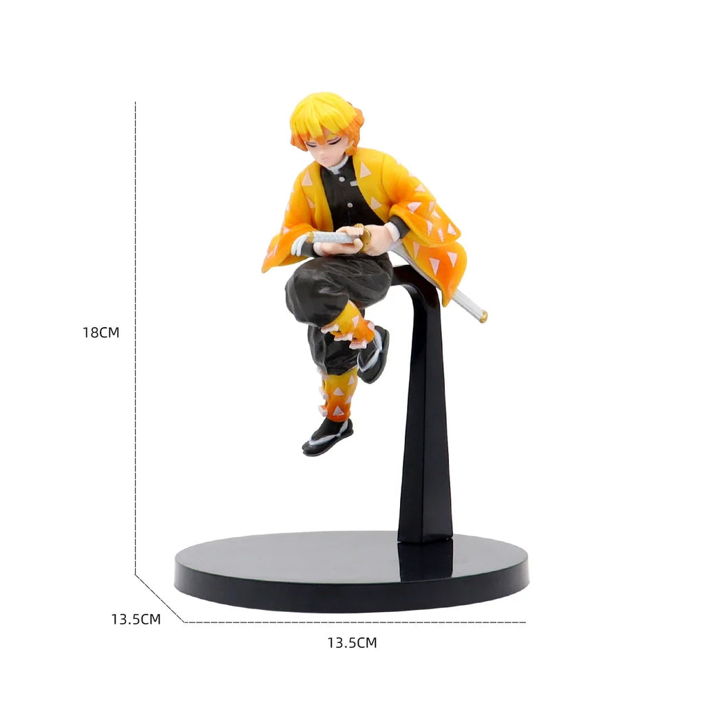 Anime Demon Slayer Tanjirou Muichirou Mitsuri Zenitsu Combat posture Action Figure PVC Model bracket Desk Decor doll Toy Gifts