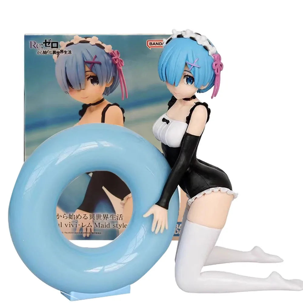 13CM Anime Life In Another World From Scratch Rem Figure White Shirt Sitting Position Anime Model Toys Gift Doll Collection PVC