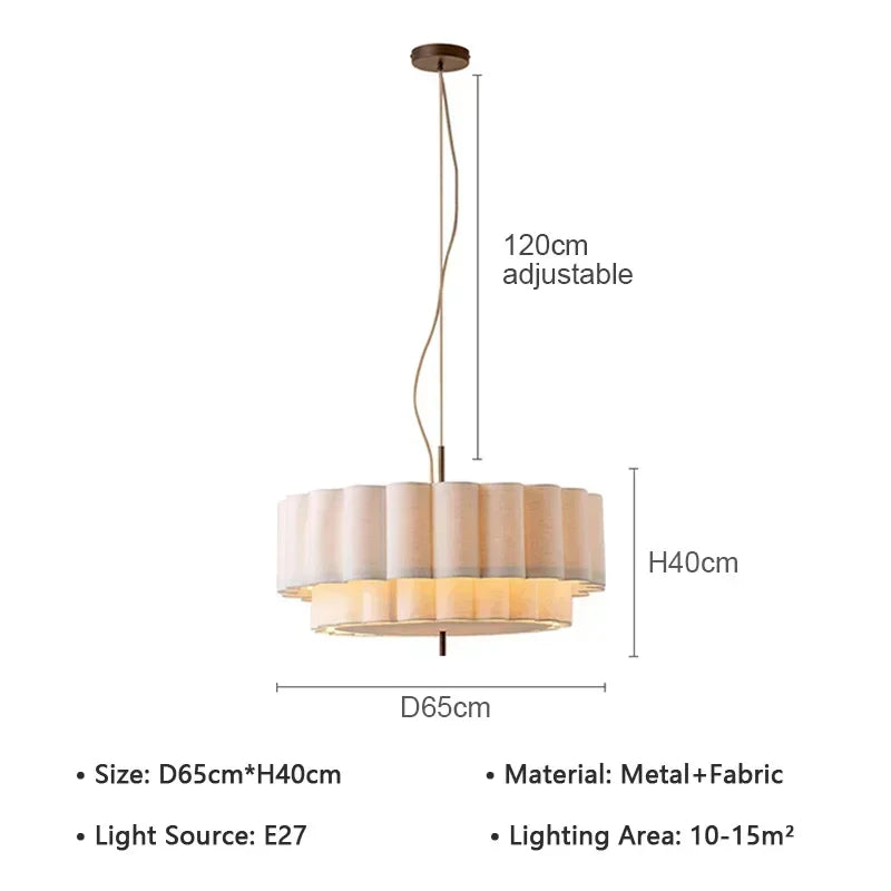 Wabi Sabi Pendant light Fabric Chandelier for Living Dining Bedroom Retro Bohemia Pendant Lamp scalloped natural pendant lamp